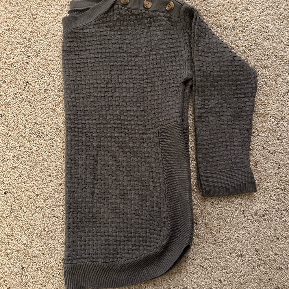 Gray Textured Sweater with Button Detail